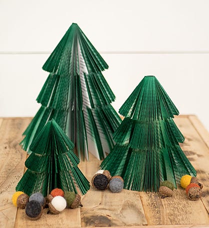 Set Of 3 Green Book Trees